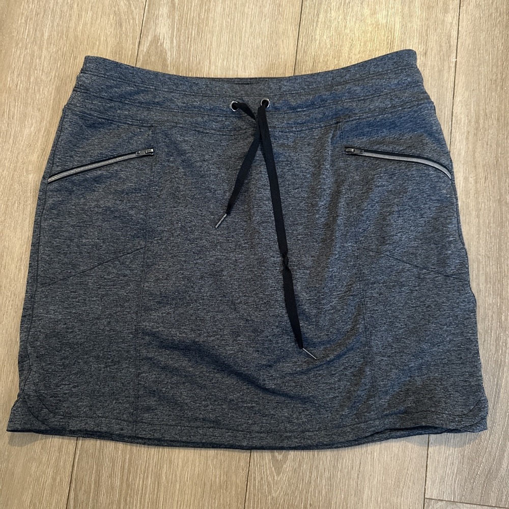 Tangerine‎ Women's Performance Skort Black Heather Zip Pockets Drawstring Large